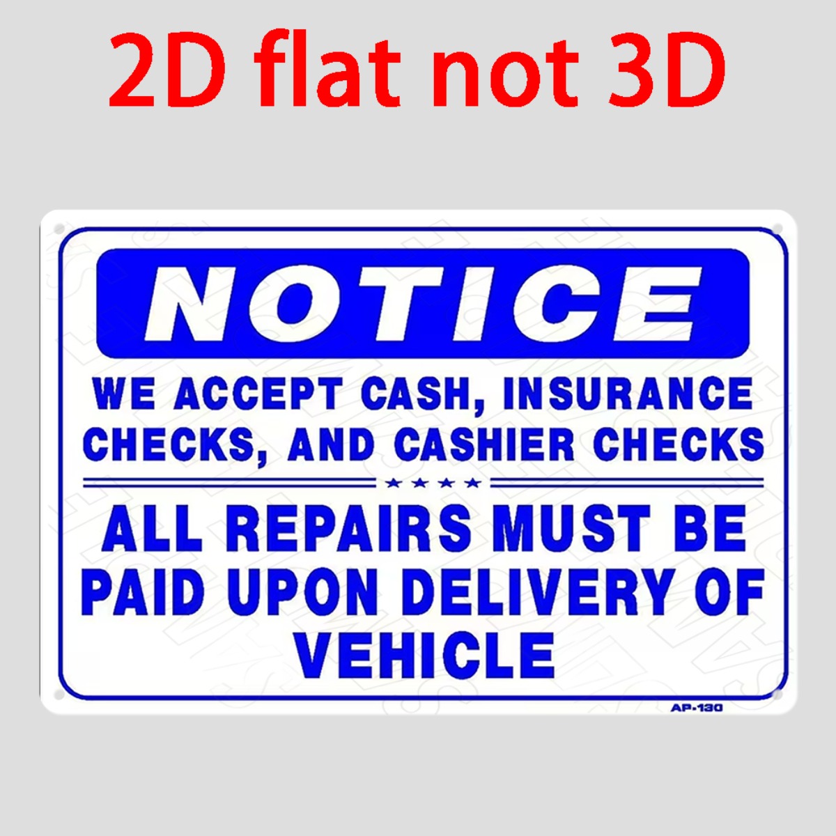 2D Flat Non‑3D Metal Wall Sign - Auto Repair Shop Insurance recension och pris